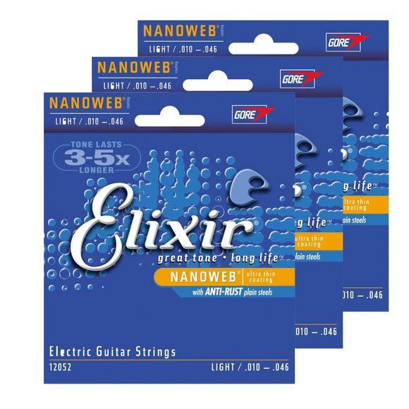 Elixir 12052 NanoWeb el-gitarstrenger light i 3-pack